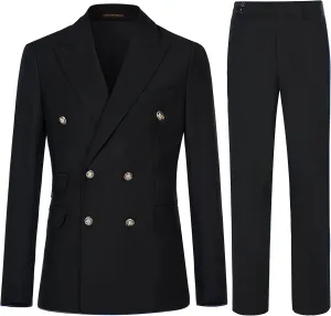 Men's Slim Fit 2 Piece Suit Double Breasted Business Wedding Prom Tuxedo Suits Blazer & Pants Set
