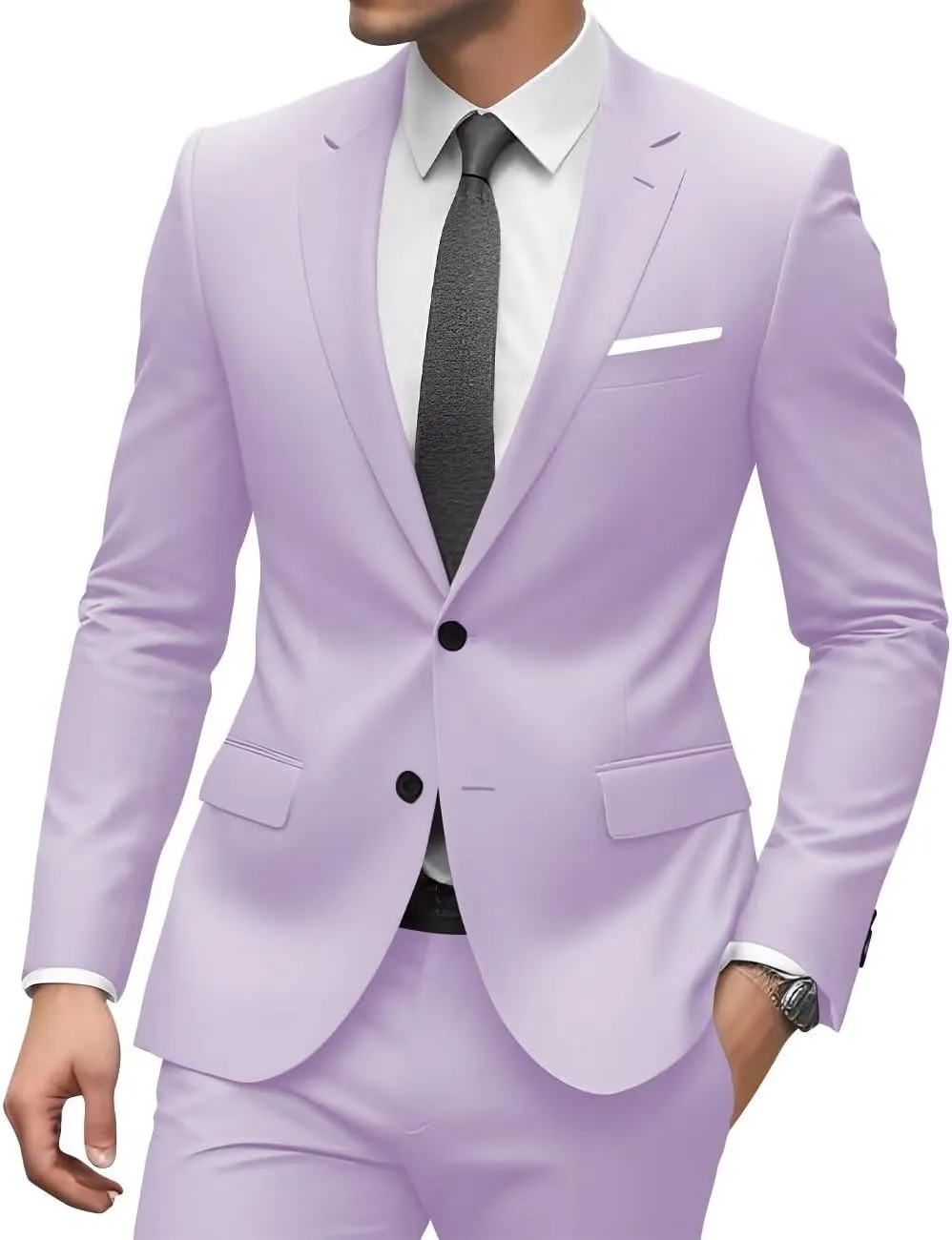Mens Slim Fit 2 Piece Suit Formal Groomsmen Suit Wedding 2 Button Solid Jacket Pants Set Prom Suits for Man