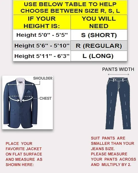 Mens Suit 2 & 3 Piece Plaid and Pinstripe Suit for Men Classic Regular fit Also in Big and Tall
