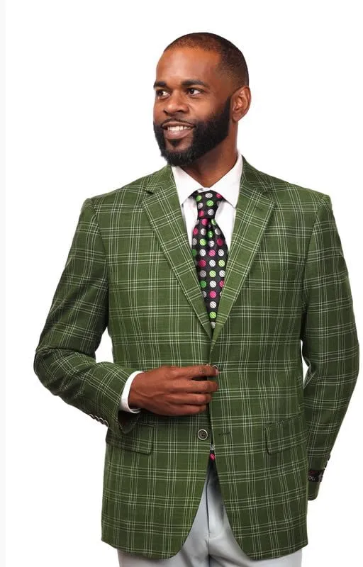 Mens Suit 2 & 3 Piece Plaid and Pinstripe Suit for Men Classic Regular fit Also in Big and Tall