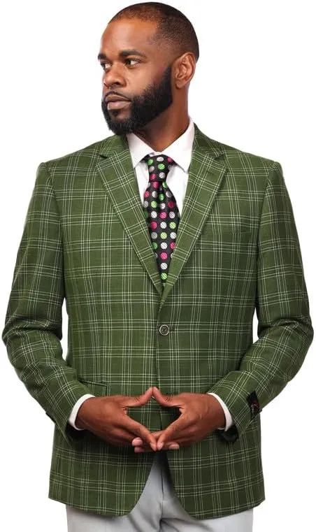 Mens Suit 2 & 3 Piece Plaid and Pinstripe Suit for Men Classic Regular fit Also in Big and Tall