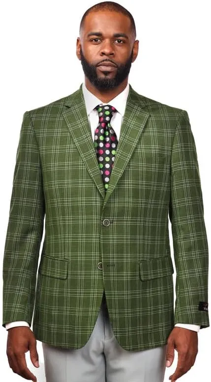 Mens Suit 2 & 3 Piece Plaid and Pinstripe Suit for Men Classic Regular fit Also in Big and Tall