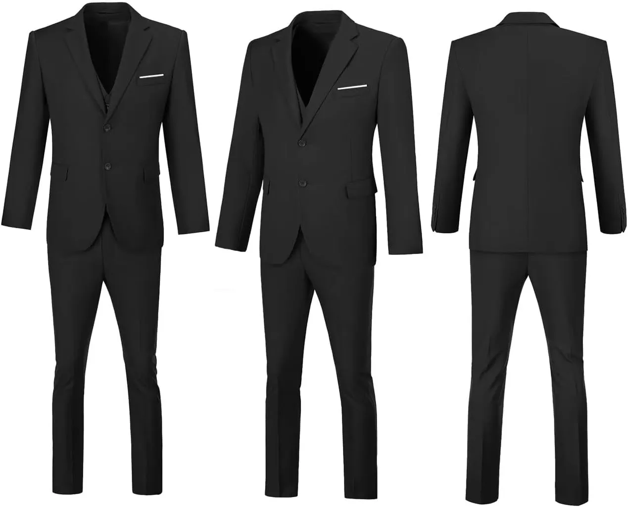 Men's Suit Slim Fit 3 Piece Wedding Dress Tux Suit Set Two Buttons Business Suits Blazer Jacket Vest Pants with Tie