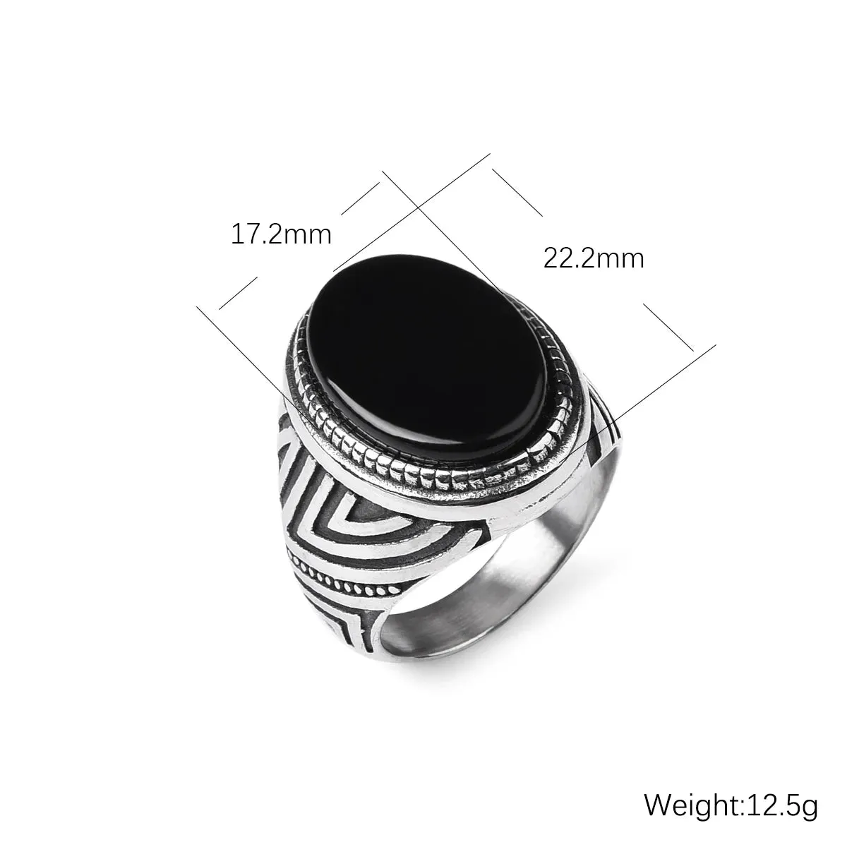 Men's Trend High Quality 316LStainless Steel Onyx Stripe Rings Classic Vintage Fashion Jewelry Eco-Friendly Material