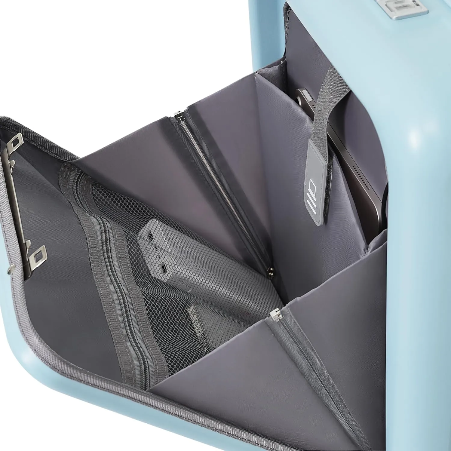 Merax 3 Piece Luggage Set with USB Port Hardshell Luggage Carry On Luggage Set with Cup Holder Suitcase Spinner Hardshell Lightweight Durable Travel Suitcase Set (Light Blue, 20 24 28IN)