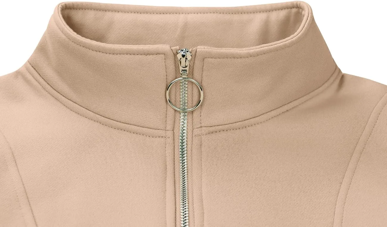 MISSACTIVER Womens Oversized Half Zip Sweatshirt Quarter 1/4 Zipper Long Sleeve Drop Shoulder Pocket Pullover Jacket Tops
