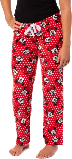 MJC Womens Disney's Minnie Mouse Plush Red Polka Dot Loungepant