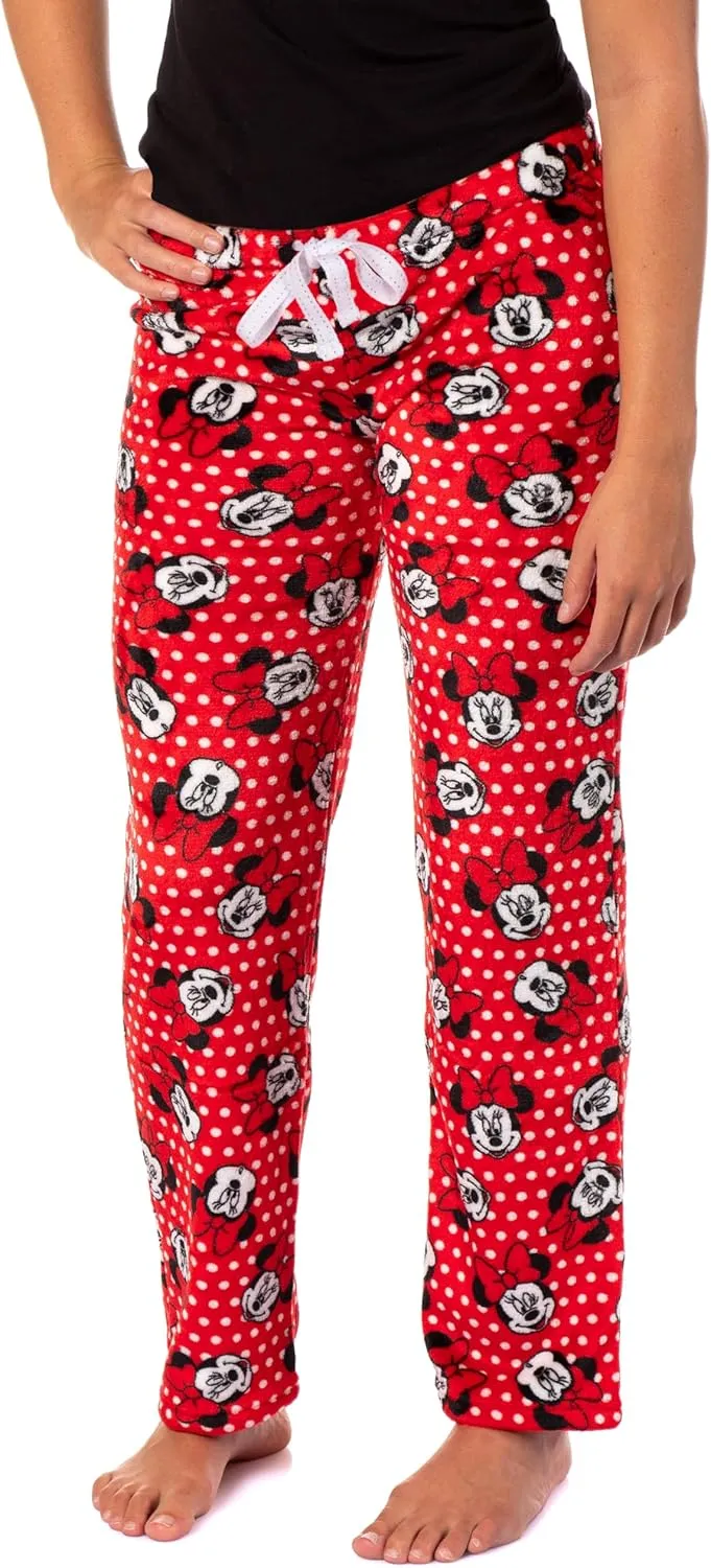 MJC Womens Disney's Minnie Mouse Plush Red Polka Dot Loungepant
