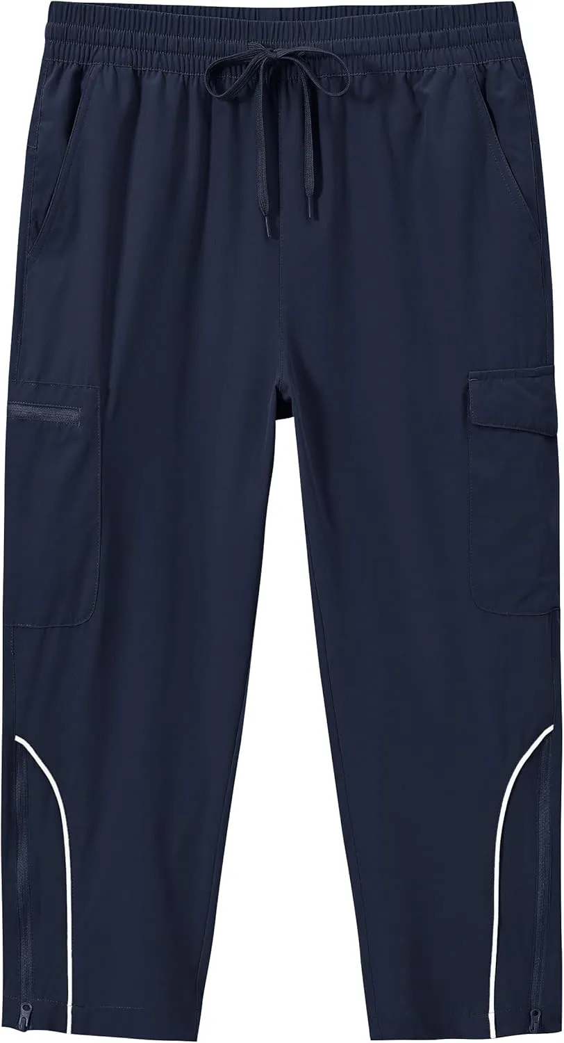 MoFiz Capri Pants for Women Lightweight Casual Summer Trip Loose Shorts with Zipper Pockets