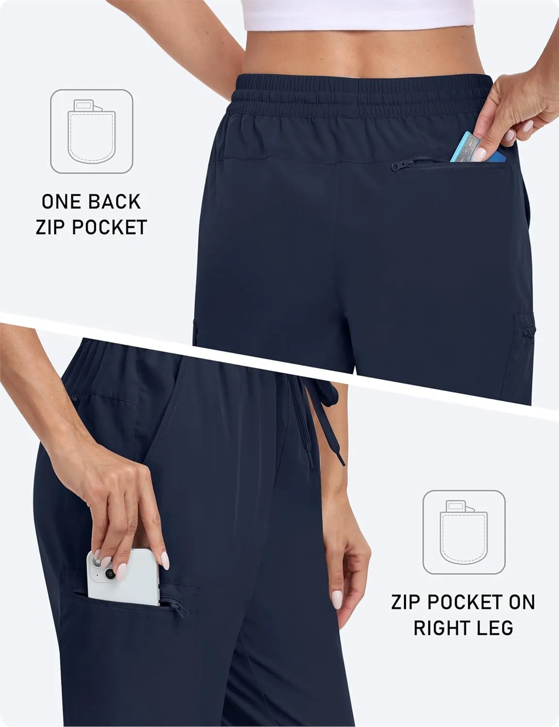 MoFiz Capri Pants for Women Lightweight Casual Summer Trip Loose Shorts with Zipper Pockets