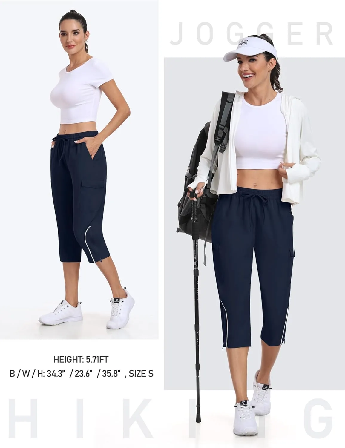 MoFiz Capri Pants for Women Lightweight Casual Summer Trip Loose Shorts with Zipper Pockets