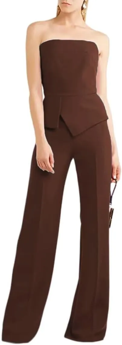 Mother of The Bride Pantsuits for Wedding Long Chiffon Prom Cocktail Jumpusit