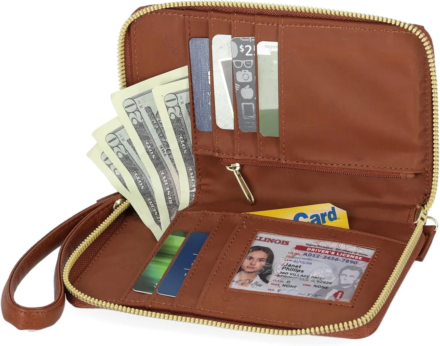 Mundi Jacqui RFID Crossbody Wallet for Women, Vegan Leather Small Travel Handbag with Phone Holder, Compact Organizer with Card Slots and Adjustable Strap, Vacation Purse in Brown Sugar