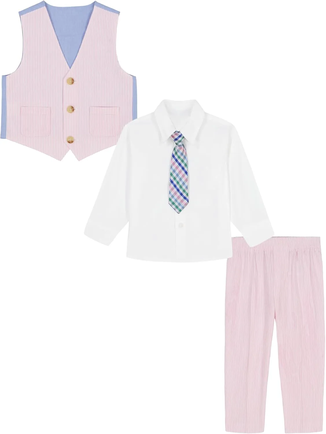 Nautica Baby Boys' 4-Piece Suit Set with Dress Shirt, Vest, Pants, and Tie