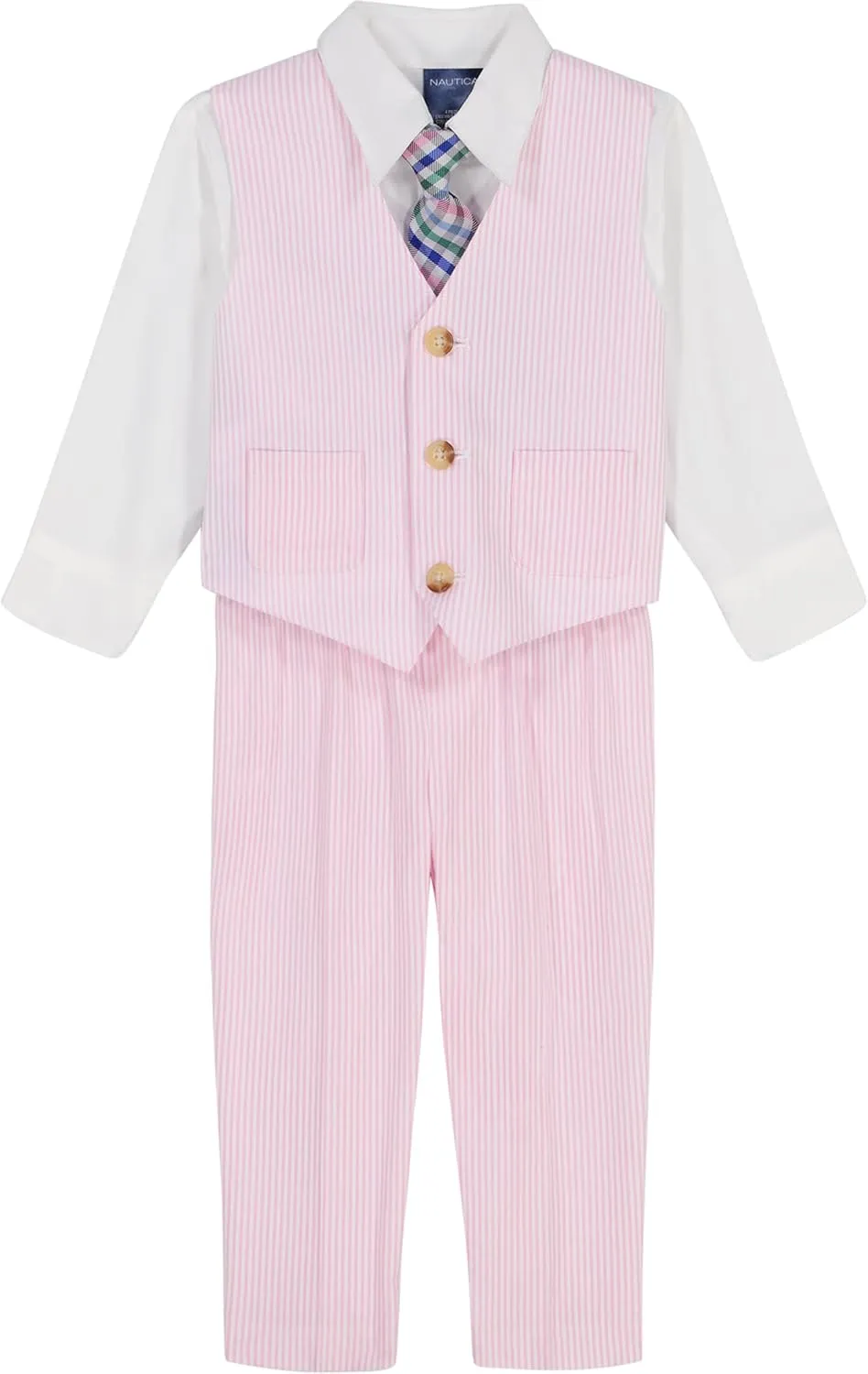 Nautica Baby Boys' 4-Piece Suit Set with Dress Shirt, Vest, Pants, and Tie