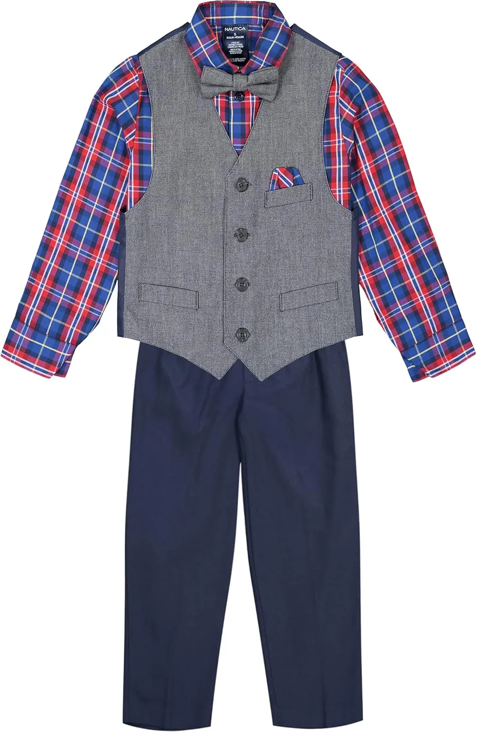 Nautica Boys' 4-Piece Legacy Formal Set, Includes Vest, Pants, Dress Shirt, and Tie