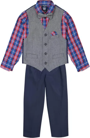 Nautica Boys' 4-Piece Legacy Formal Set, Includes Vest, Pants, Dress Shirt, and Tie