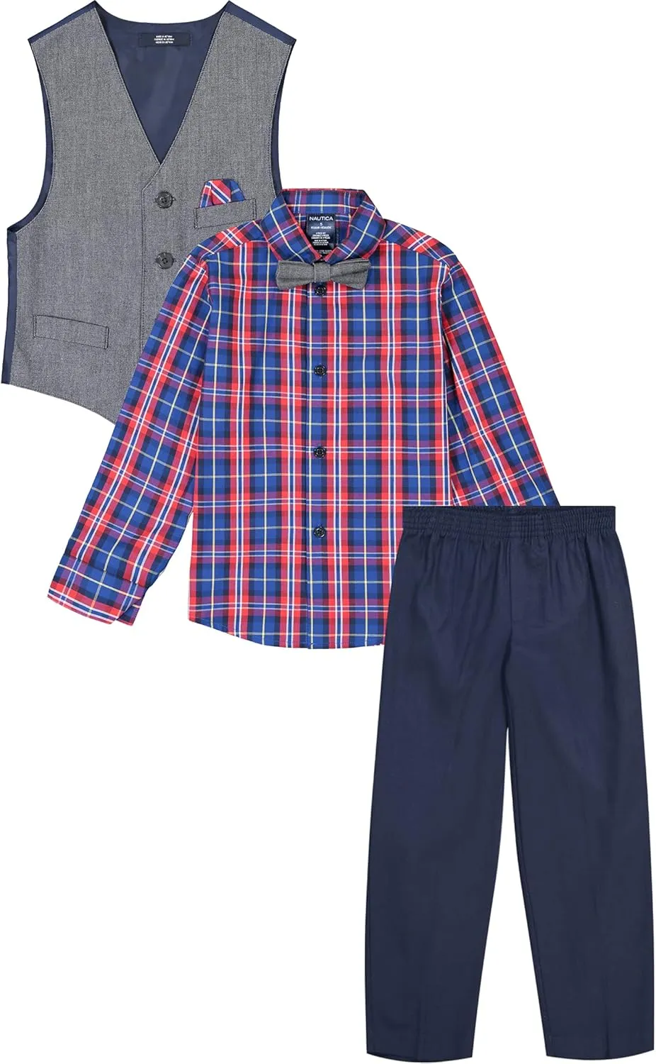 Nautica Boys' 4-Piece Legacy Formal Set, Includes Vest, Pants, Dress Shirt, and Tie
