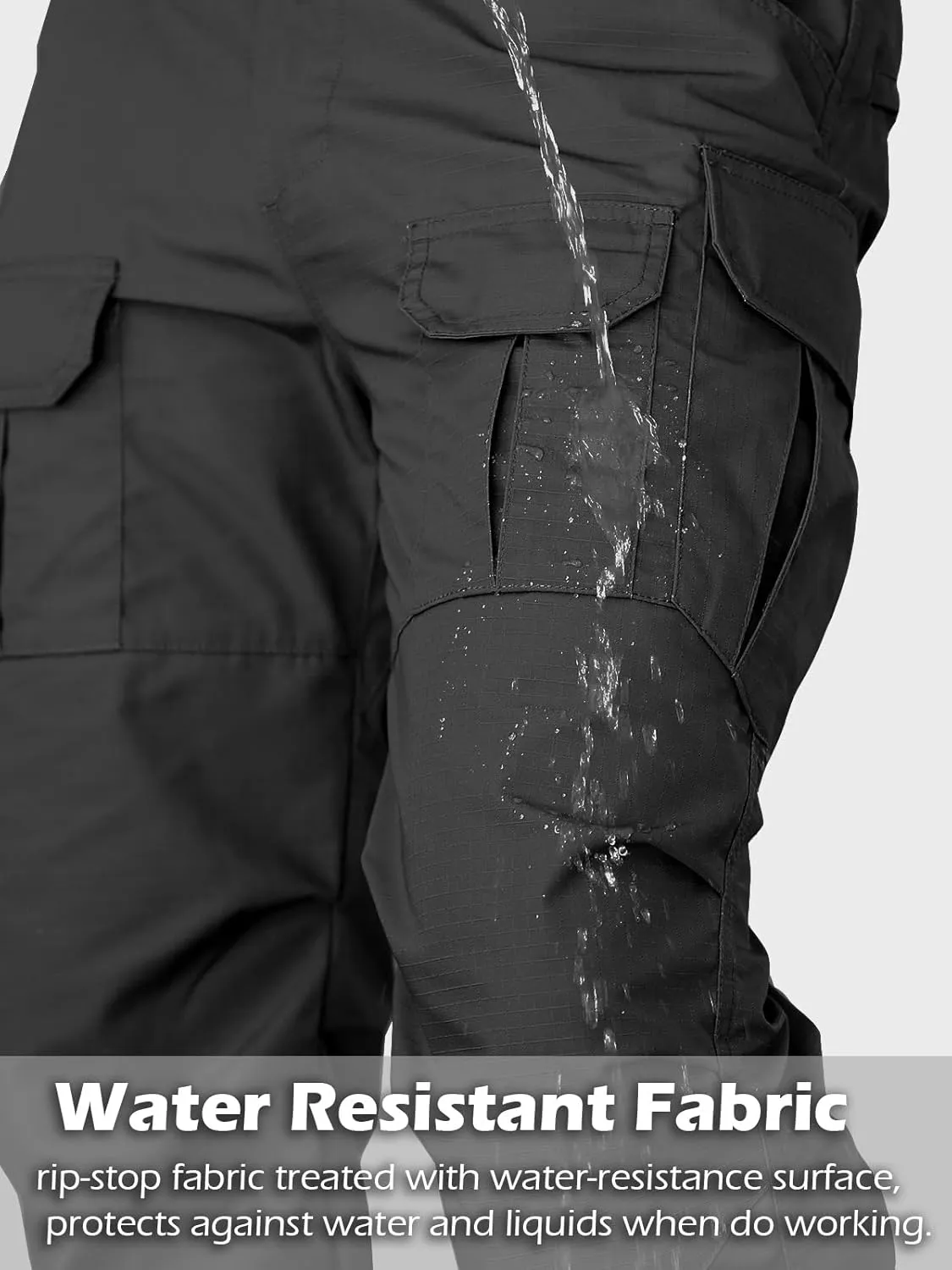 NAVEKULL Men's Outdoor Tactical Pants Rip Stop Lightweight Waterproof Military Combat Cargo Work Hiking Pants