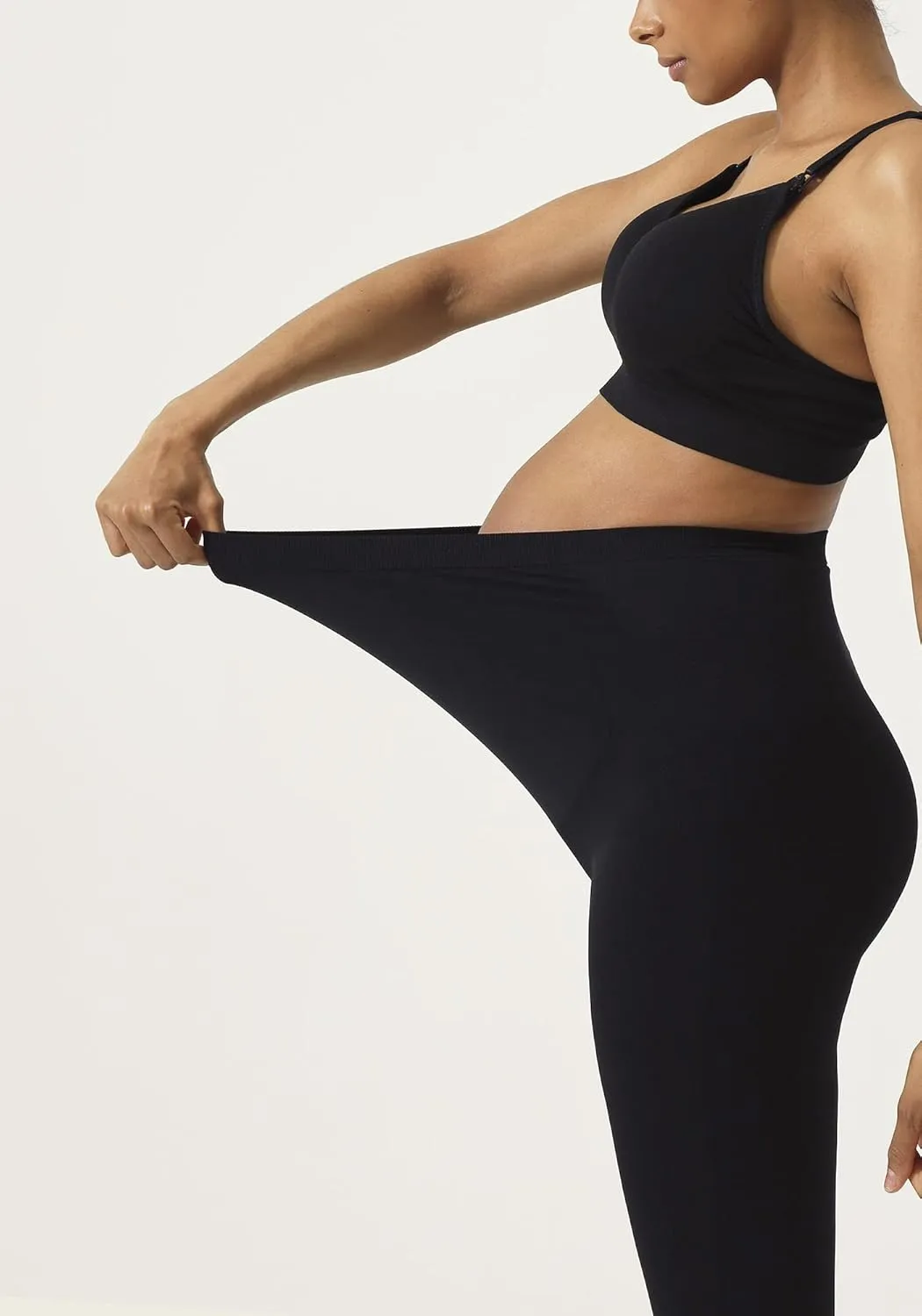 NOTHING FITS BUT Womens Classic Seamless Maternity Leggings, Belly Support Pants, Everyday Maternity Pants, wear