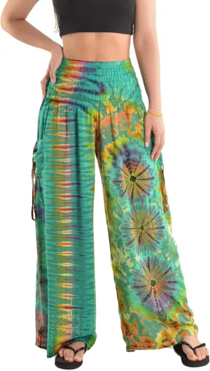 Orient Trail Women's Cold Dyed Wide Leg Palazzo Yoga Tie Dye Pants