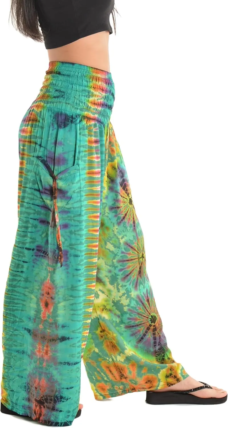 Orient Trail Women's Cold Dyed Wide Leg Palazzo Yoga Tie Dye Pants