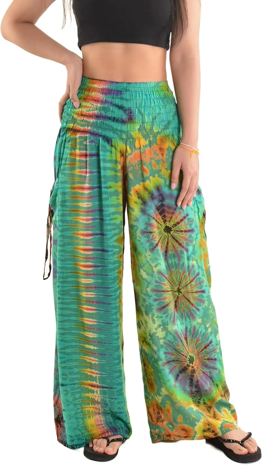 Orient Trail Women's Cold Dyed Wide Leg Palazzo Yoga Tie Dye Pants
