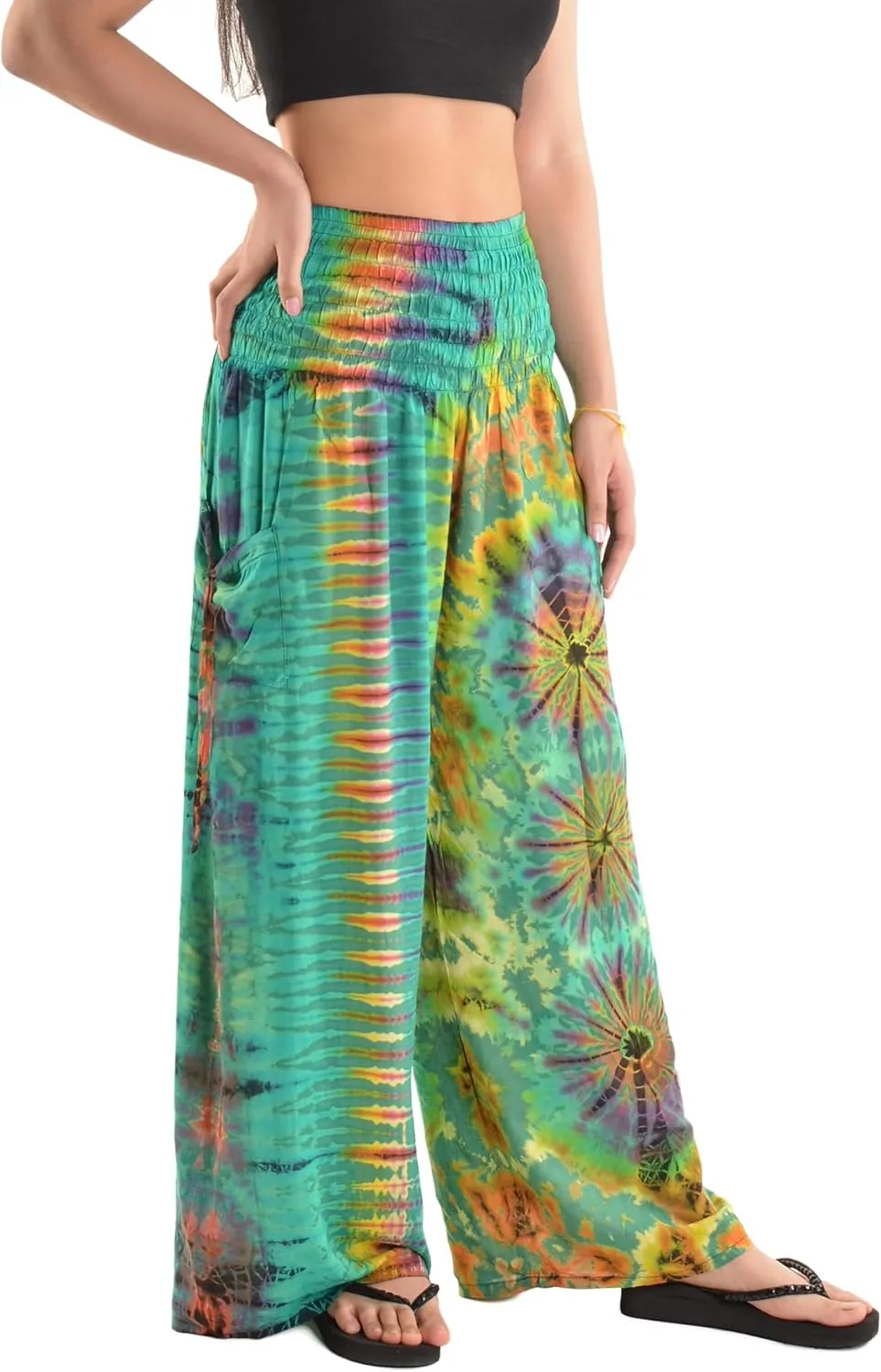 Orient Trail Women's Cold Dyed Wide Leg Palazzo Yoga Tie Dye Pants