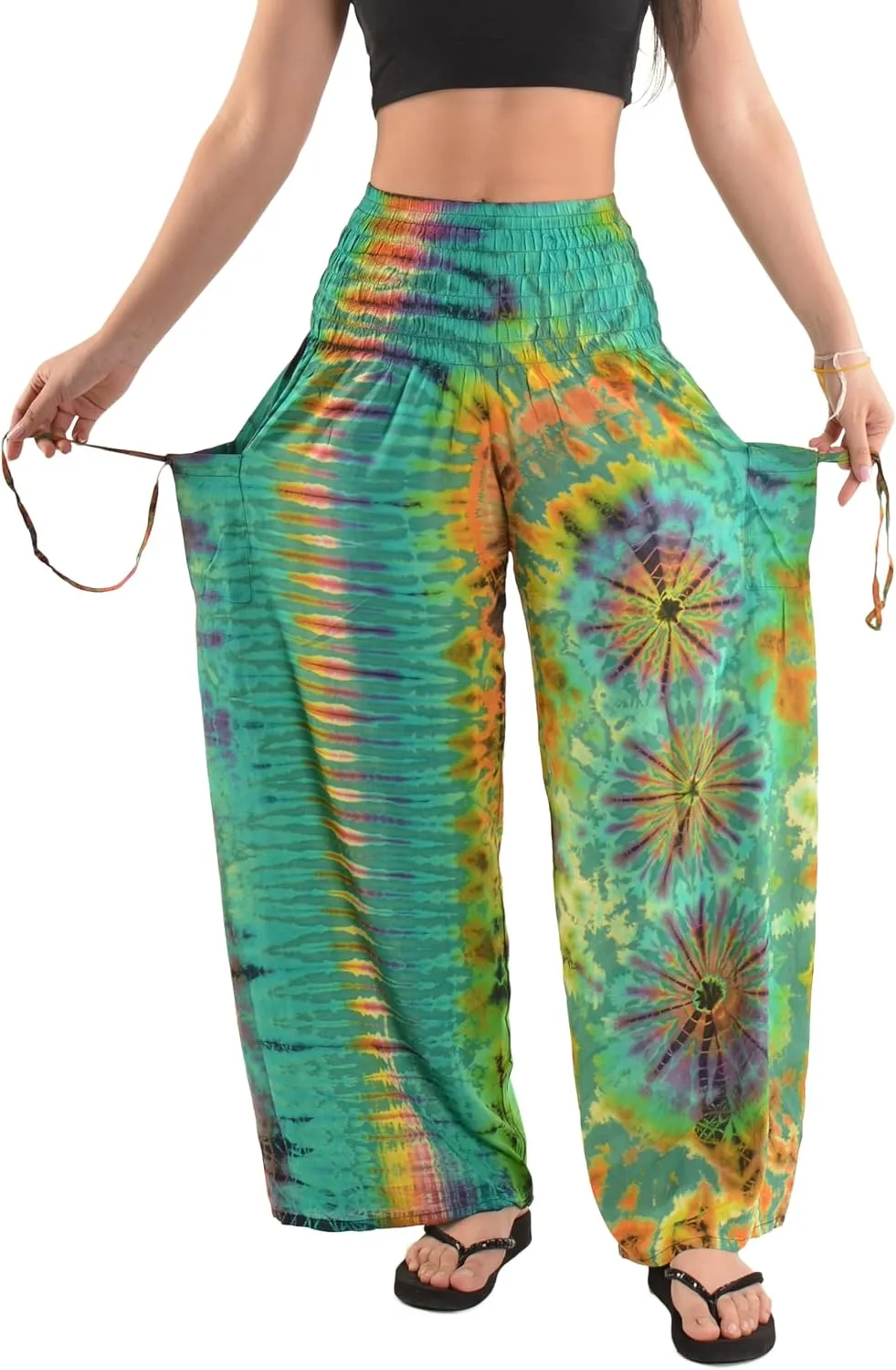 Orient Trail Women's Cold Dyed Wide Leg Palazzo Yoga Tie Dye Pants