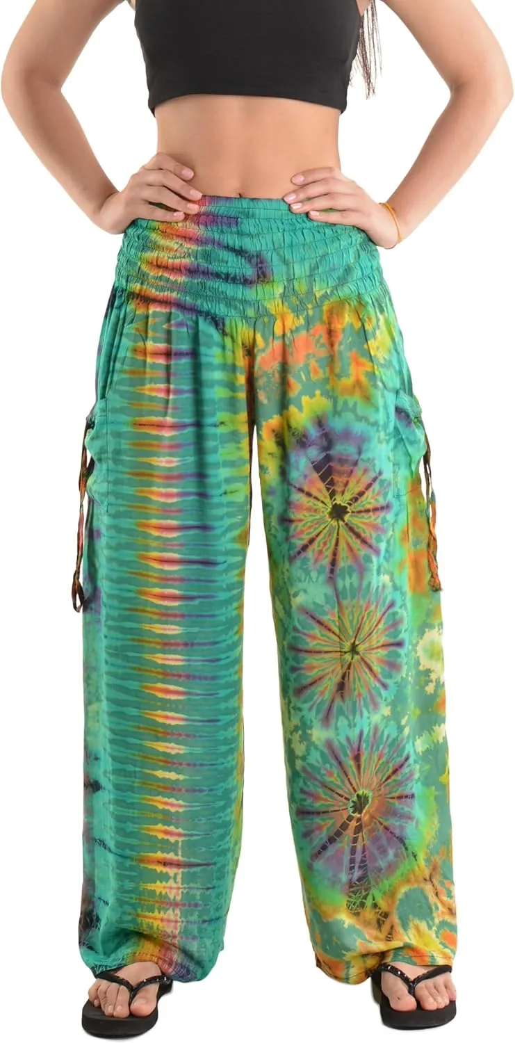 Orient Trail Women's Cold Dyed Wide Leg Palazzo Yoga Tie Dye Pants