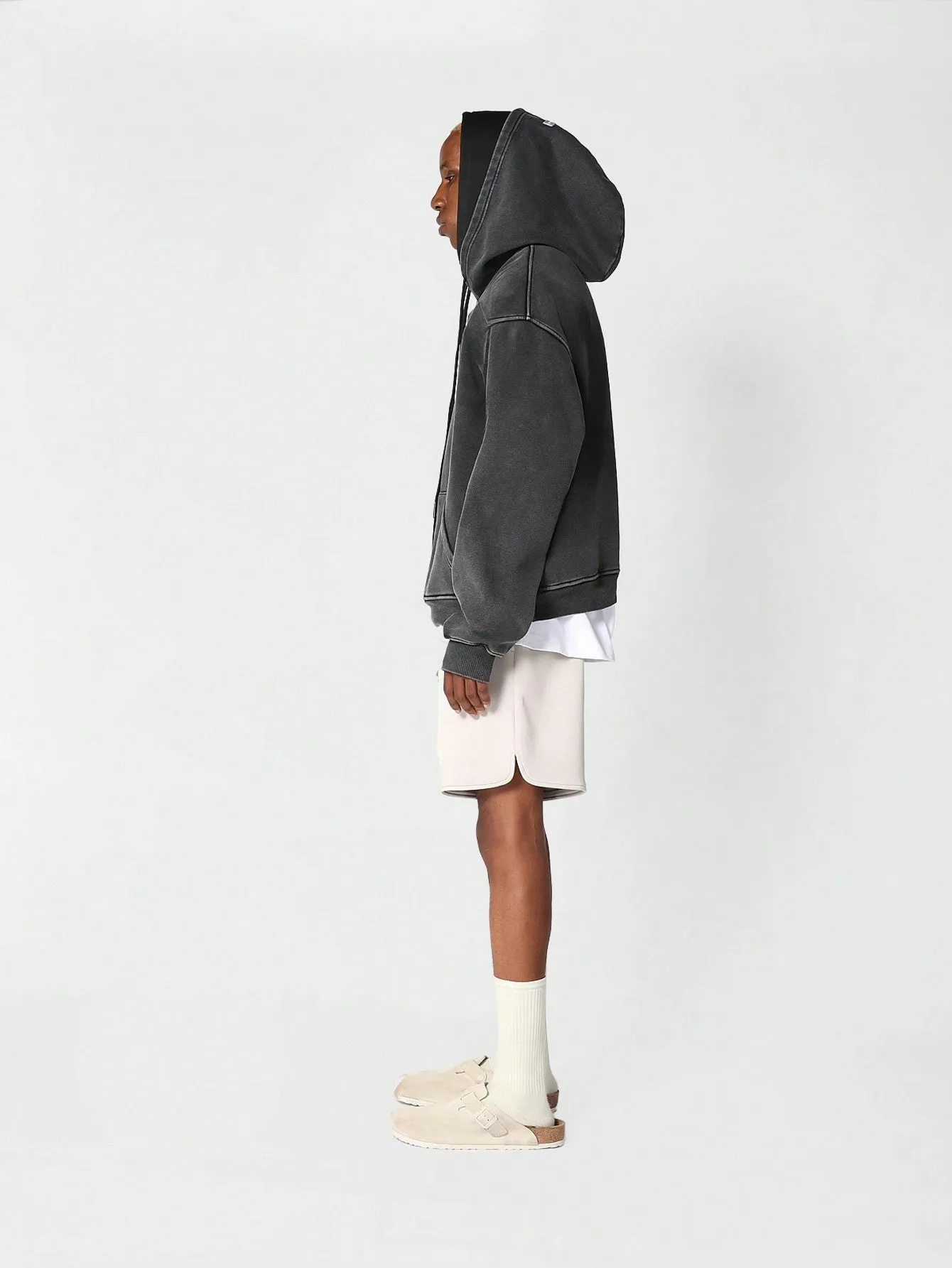 Overhead Washed Double Hoodie With Double Cords