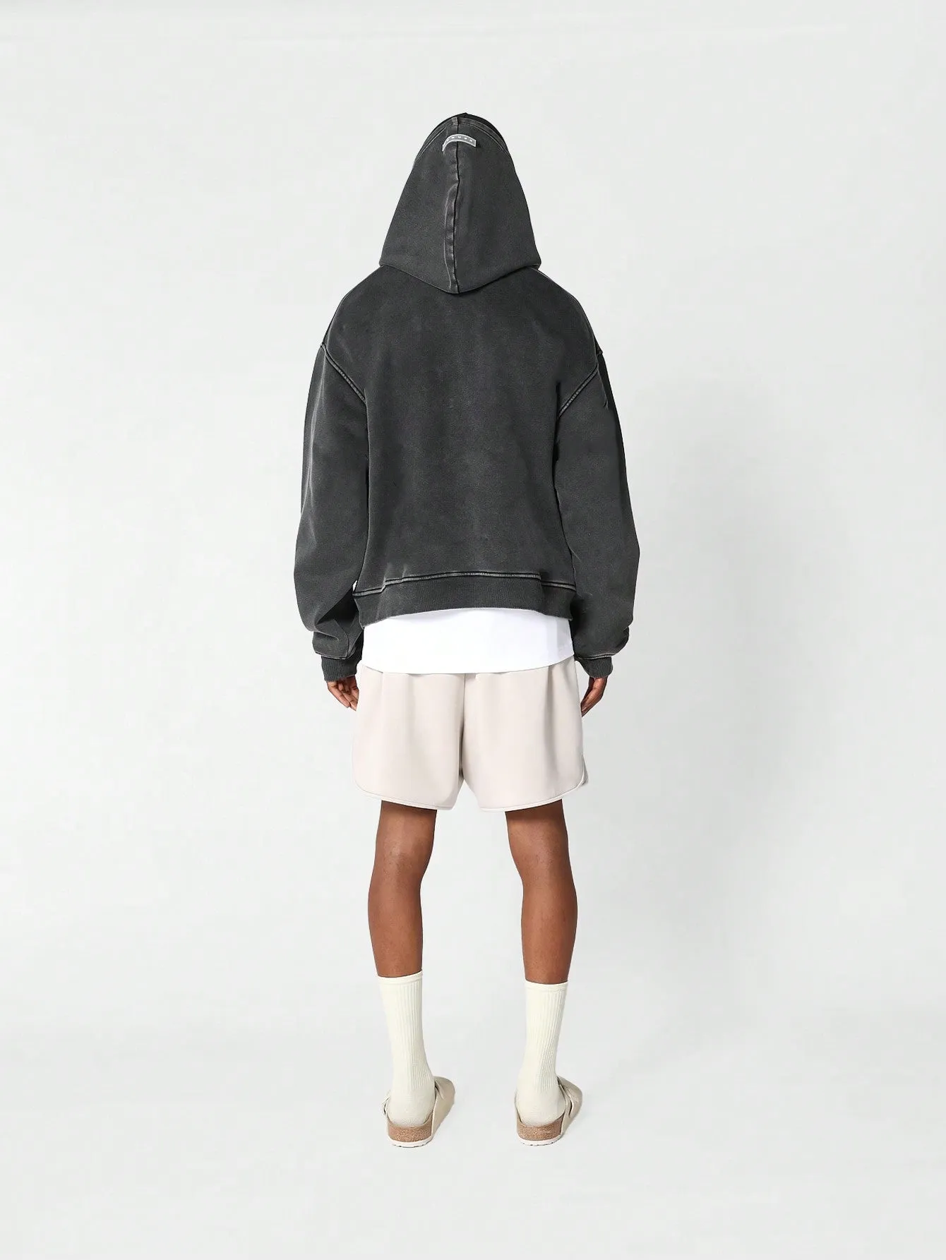 Overhead Washed Double Hoodie With Double Cords