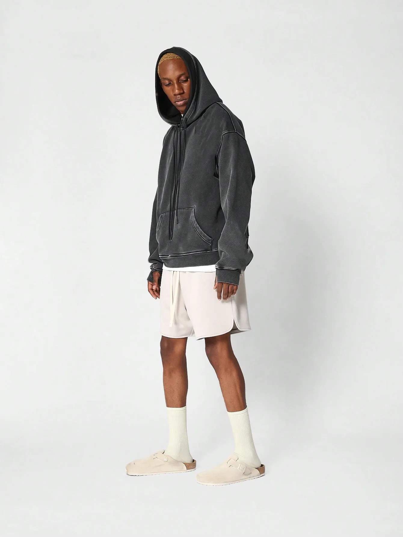 Overhead Washed Double Hoodie With Double Cords