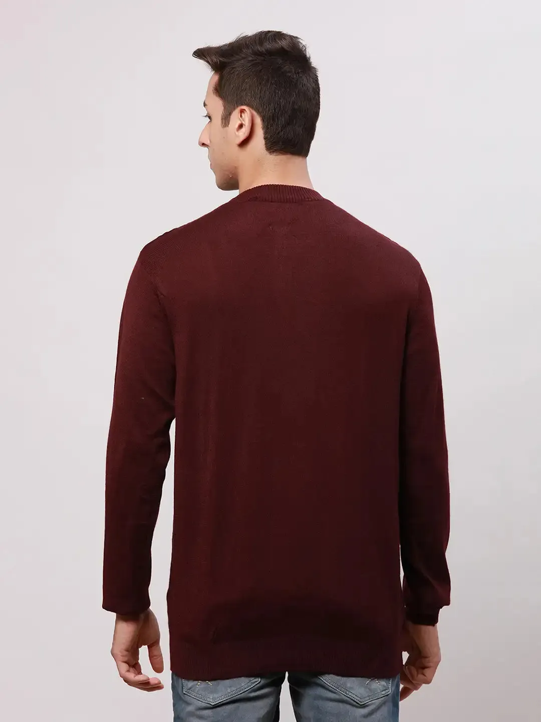 Park Avenue Men Red Regular Fit Solid Cotton Pullovers