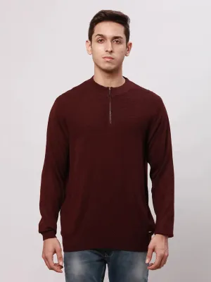 Park Avenue Men Red Regular Fit Solid Cotton Pullovers