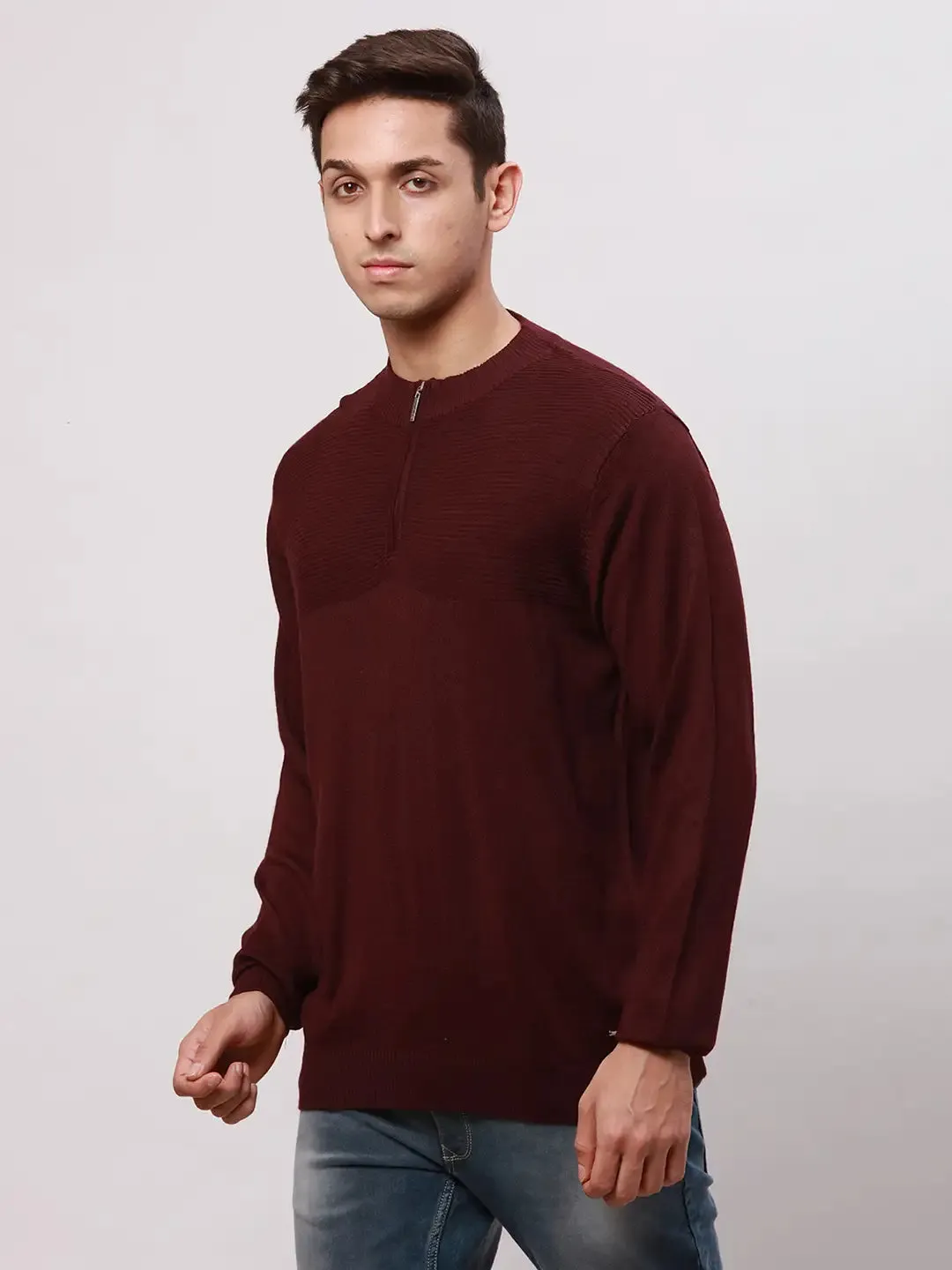 Park Avenue Men Red Regular Fit Solid Cotton Pullovers