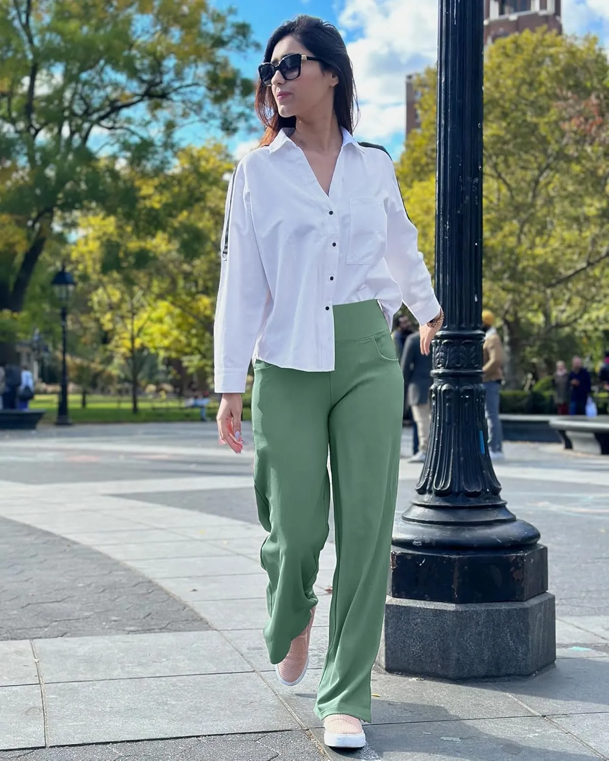 Promover Wide Leg Pants Woman Yoga Pants with Pockets Stretch Loose Casual Lounge Sweatpants Petite/Regular/Tall