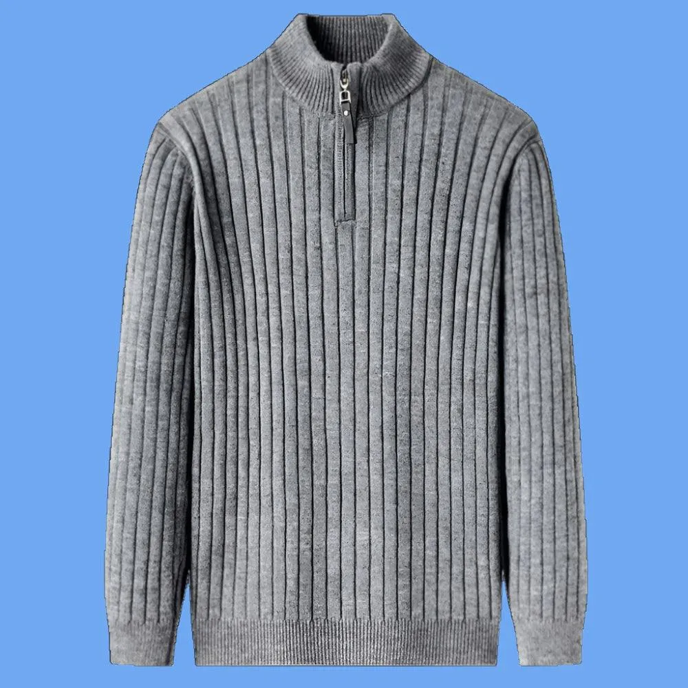 Quarter Zip Sweater Slim Fit Knitted Turtleneck Pullover Mock Neck Polo Sweater