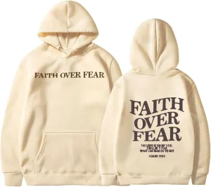 QYZ-Top Faith Over Fear Christian Hoodies Sweatshirt Womens Pullover Y2K Jesus Bible Verse Oversized Religious Sayings Tops