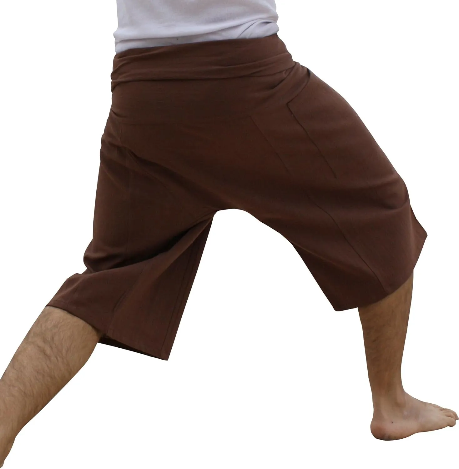 RaanPahMuang Thai Fisherman Shorts Men/Women, Loose Yoga, Pirate, Harem Pants, 100% Cotton, Unisex Kimono Pants