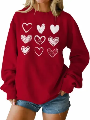 Ritatte Women Valentine's Day Sweatshirt Love Heart Letter Graphic Long Sleeve Shirt Casual Crewneck Spring Fall Pullover Top