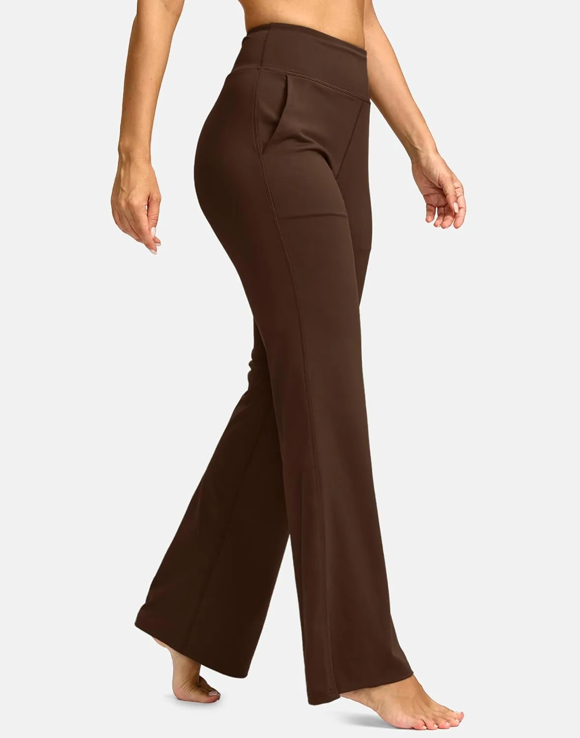 SANTINY Bootcut Pants for Women 28.5"/30.5"/32" Loose High Waisted Wide Leg Leggings Dress Work Flare Yoga Pants with Pockets