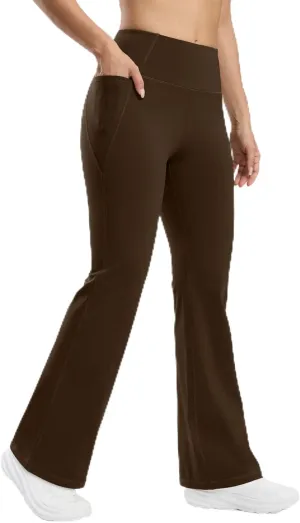 Seamaid Fleece Lined Pants Women 30" Water Resistant Flare Leggings Winter Bell Bottom Yoga Pants with Pockets Hiking
