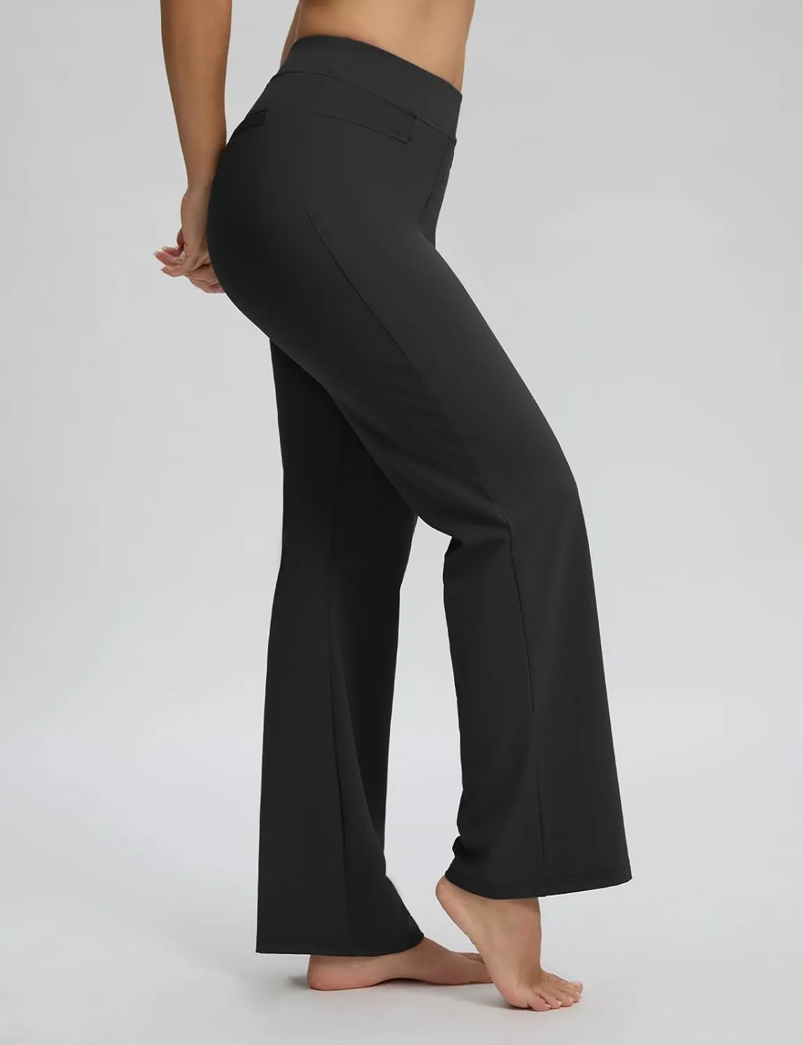 Seamaid Womens 30" Wide Leg Yoga Pants with Pockets High Waisted Stretch Casual Dress Pants