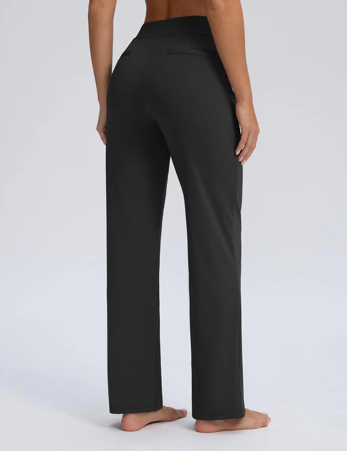 Seamaid Womens 30" Wide Leg Yoga Pants with Pockets High Waisted Stretch Casual Dress Pants
