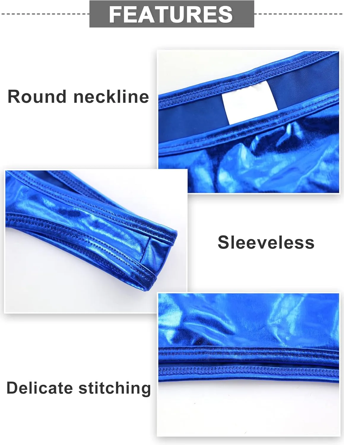 SEAUR Men's Shiny Metallic Sleeveless Half Tank Top Sexy Sparkly Arm Sleeves Shrug Muscle Workout Sports Tops Clubwear