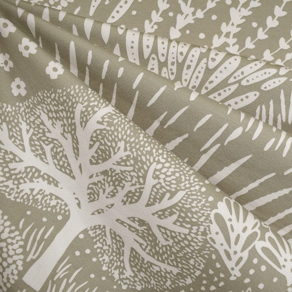 See You at Six Woodland Tonal Trees French Terry Agate Gray Green