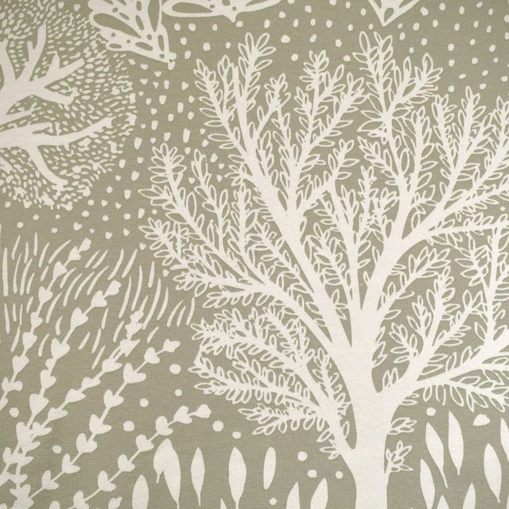 See You at Six Woodland Tonal Trees French Terry Agate Gray Green