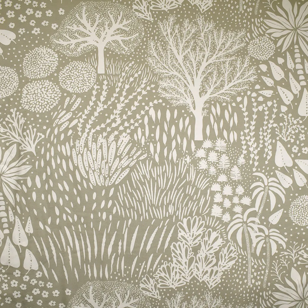 See You at Six Woodland Tonal Trees French Terry Agate Gray Green