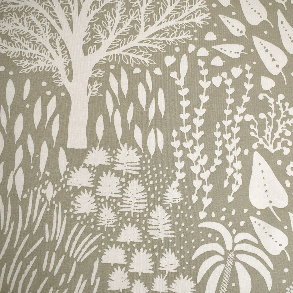 See You at Six Woodland Tonal Trees French Terry Agate Gray Green